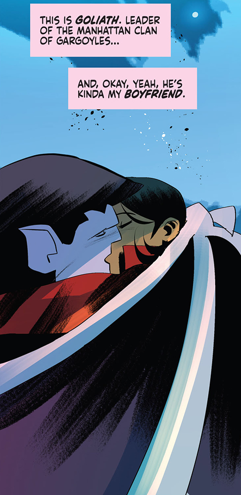 Goliath and Elisa kissing.