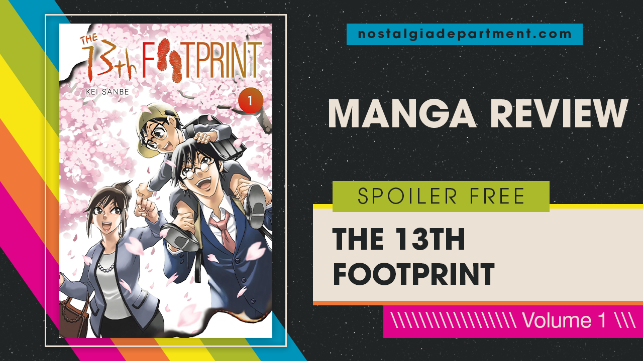 The 13th Footprint by Kei Sanbe volume one cover featuring Touya, Haru and Ao. Review written by nostalgiadepartment.com