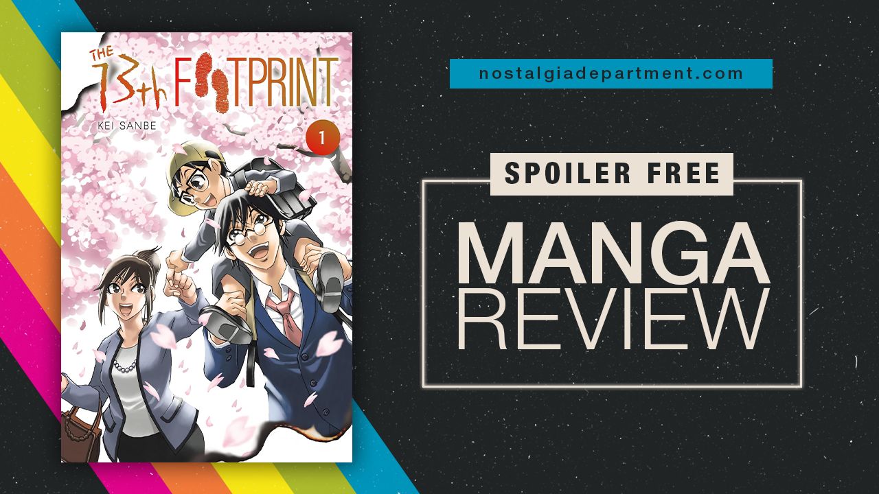 The 13th Footprint by Kei Sanbe volume one cover featuring Touya, Haru and Ao. Review written by nostalgiadepartment.com