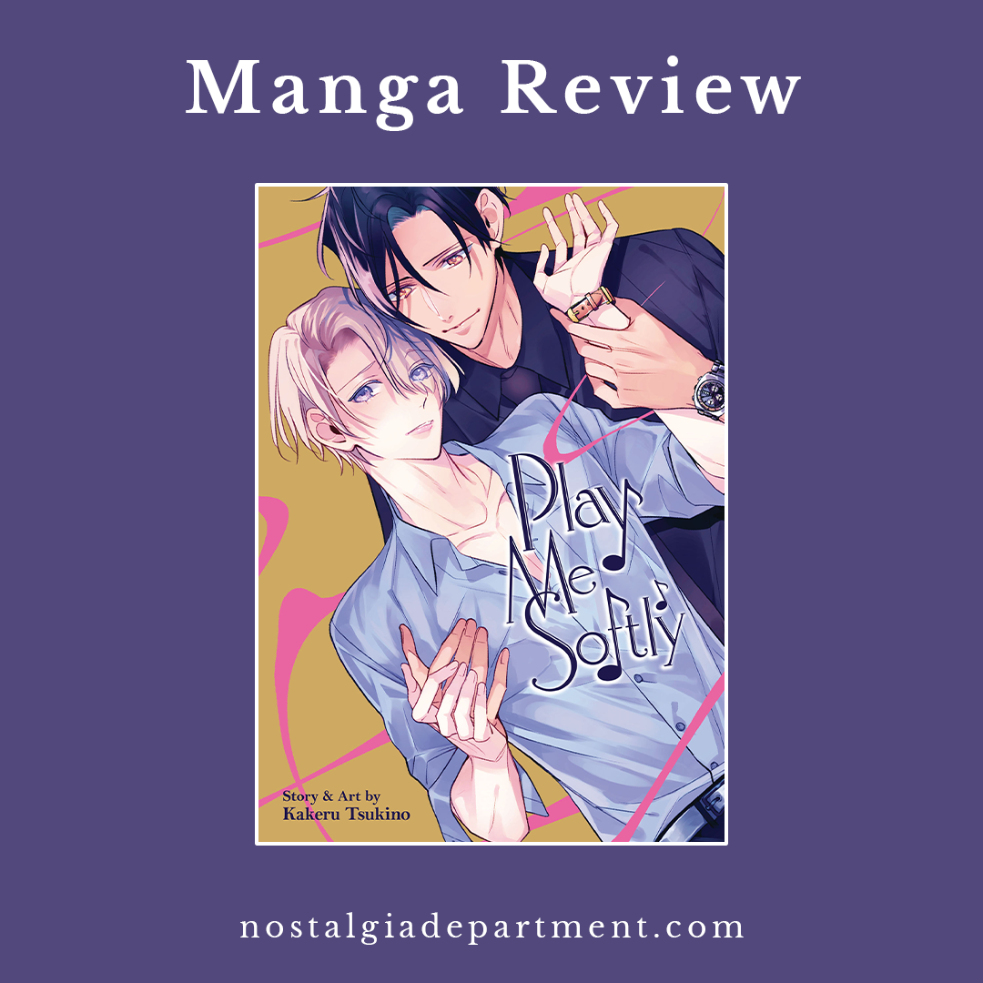 Play Me Softly by Kakeru Tsukino manga cover featuring Aihara and Hayama embracing. Review by nostalgiadepartment.com