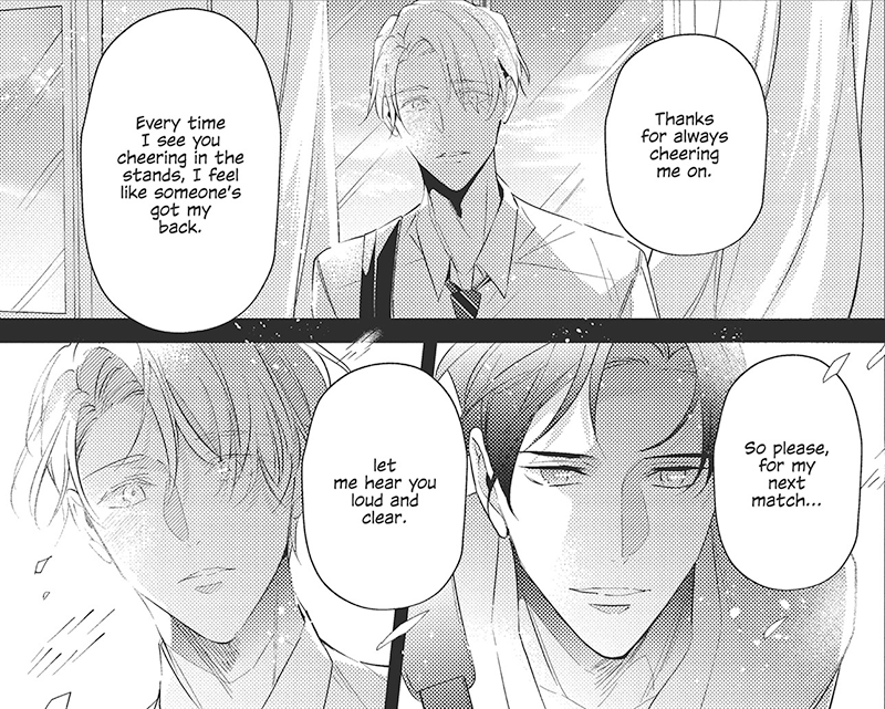 Hayama asking Aihara to cheer him on in the baseball game.