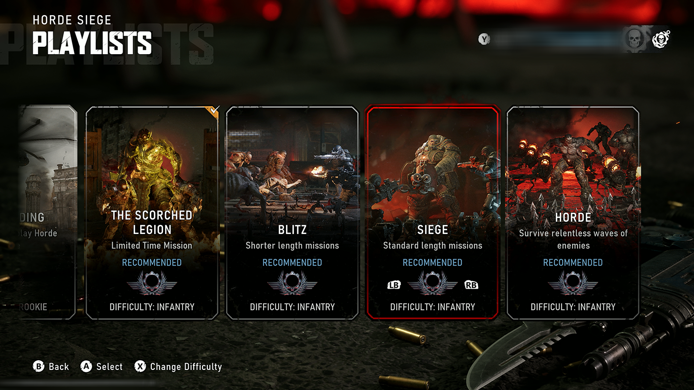 Gears of War: E-Day Horde Siege menu.